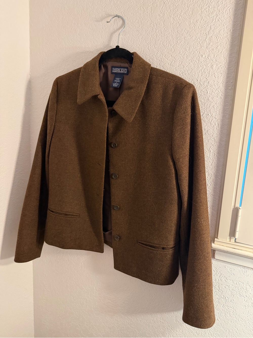 Lands' End Women's Brown Button-Front Wool Jacket